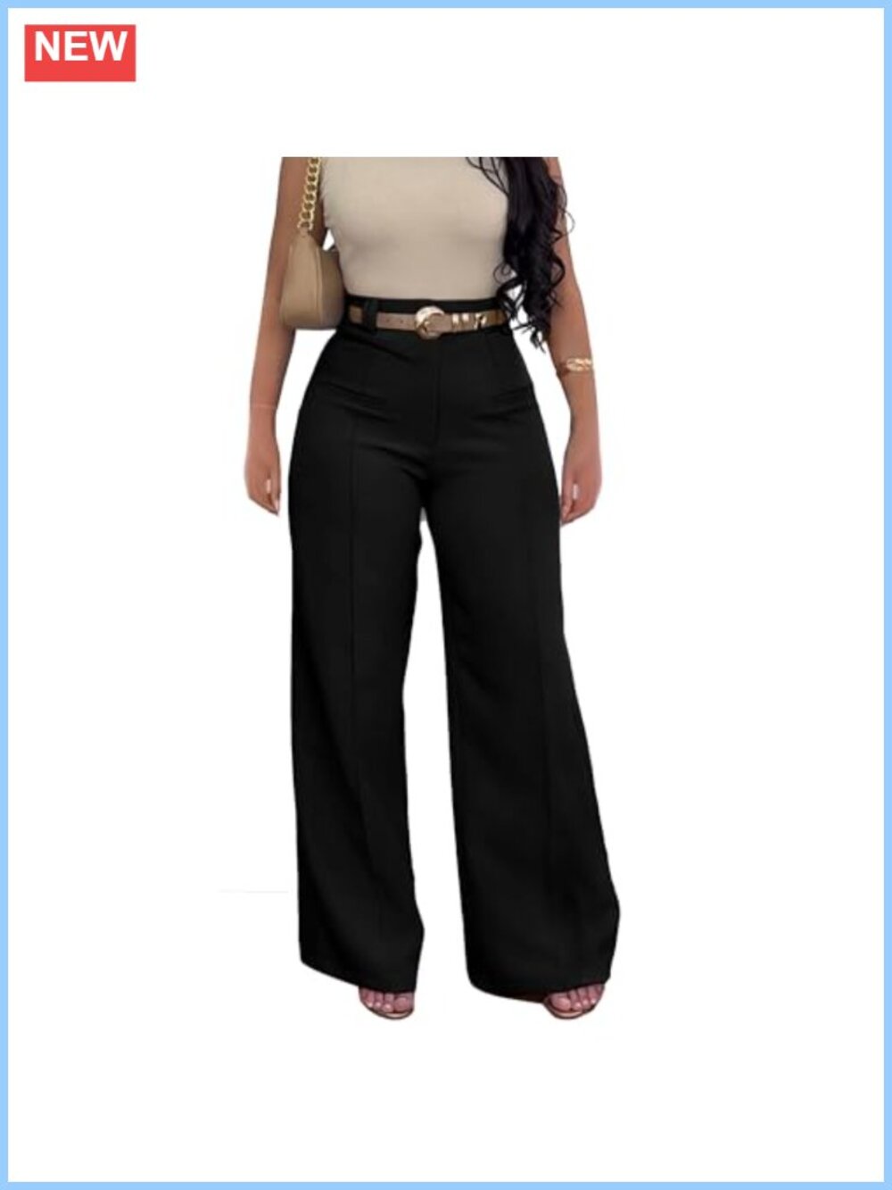High Waisted Wide Leg Palazzo Pants Business Casual Trousers with Pockets
